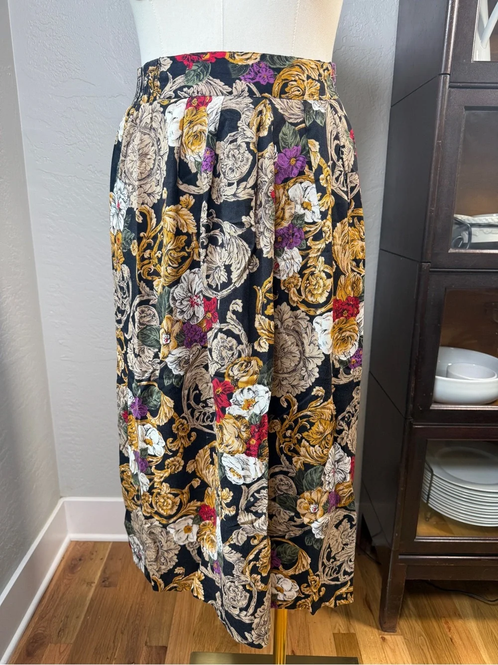 Vintage Norton McNaughton Baroque Floral Midi Skirt Size 16